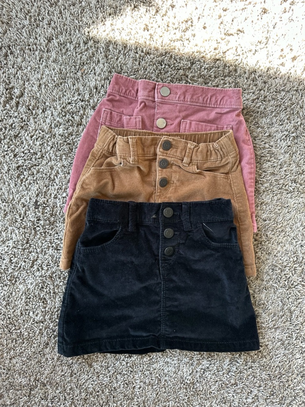 Old Navy Girls Corduroy Button-Front Skirts - Pink, Brown, Black